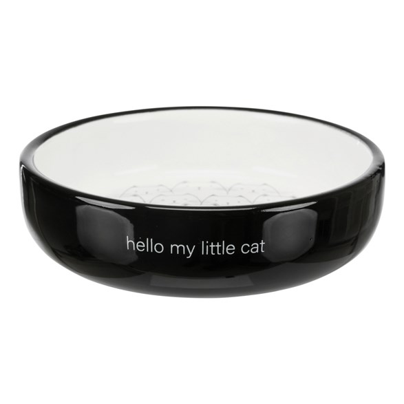 Kattskål för kortnosiga keramik sv/vit