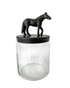 Glass Jar w horse  black matt