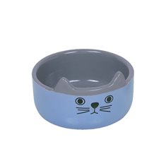 Kattskål Cat Face keramik 0,16l blå/grå