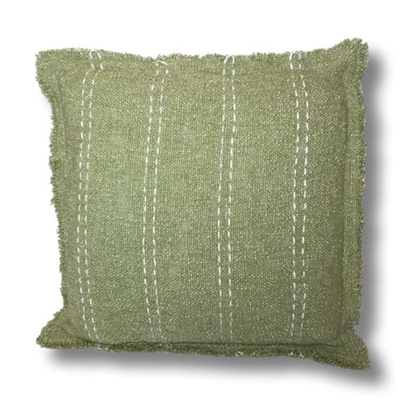 Cushion Cover Kantha Stripes Green