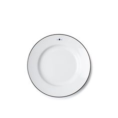 Stoneware Dessert Plate White/Dk Blue