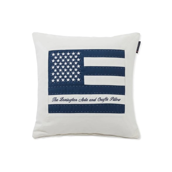 Kuddfodral Flag Arts & Crafts Cotton Twill 50X50 Offwhite/Blue