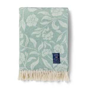 Flowers Recycled Wool Throw Eucalyptus/White 130X170