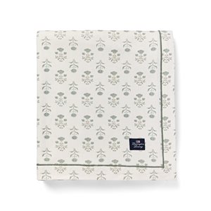 Floral Printed Cotton Tablecloth White/Eucalyptus 150X250