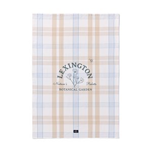 Botanical Checked Cotton Kitchen Towel White/Beige/Blue 50X70