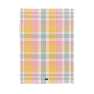 Checked Linen/Cotton Kitchen Towel Yellow/Green/Pink 50X70