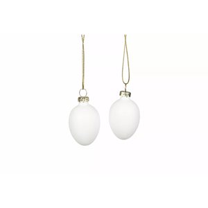 Ägg Glas Vita 3X4,5Cm 6-Pack