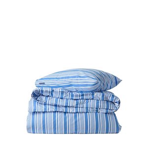 Blue/White Striped Cotton Poplin Bed Set