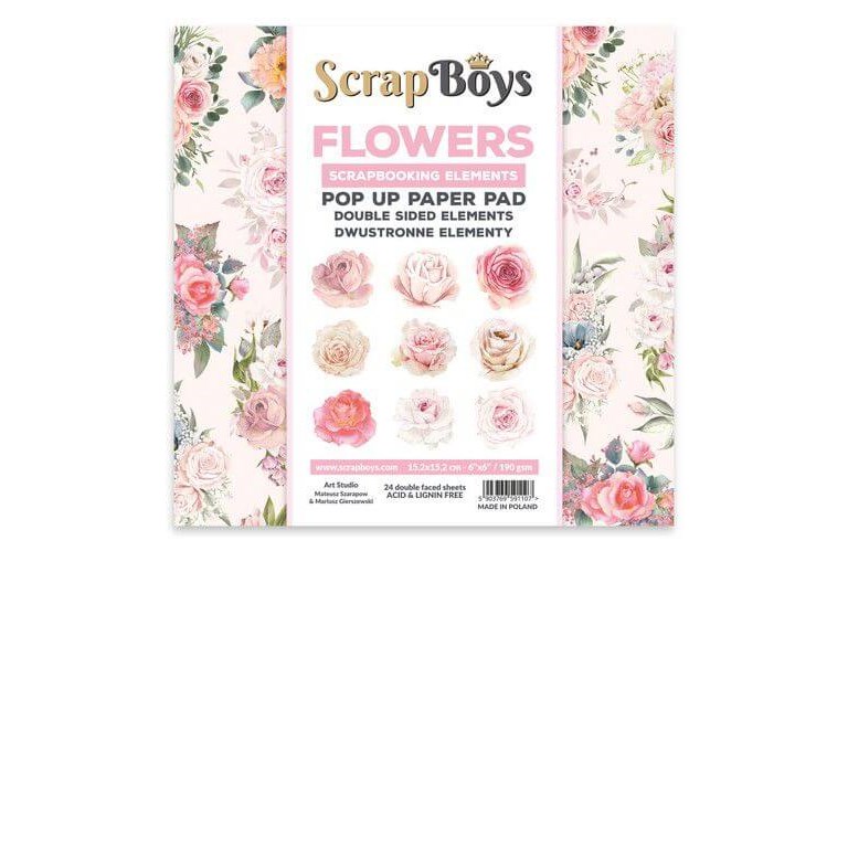 Paper pack - 15x15cm - POP UP Elements - Flowers / Roses