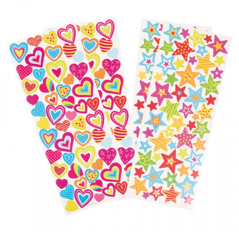 Stickers - Hjärtan & Stjärnor - 214st