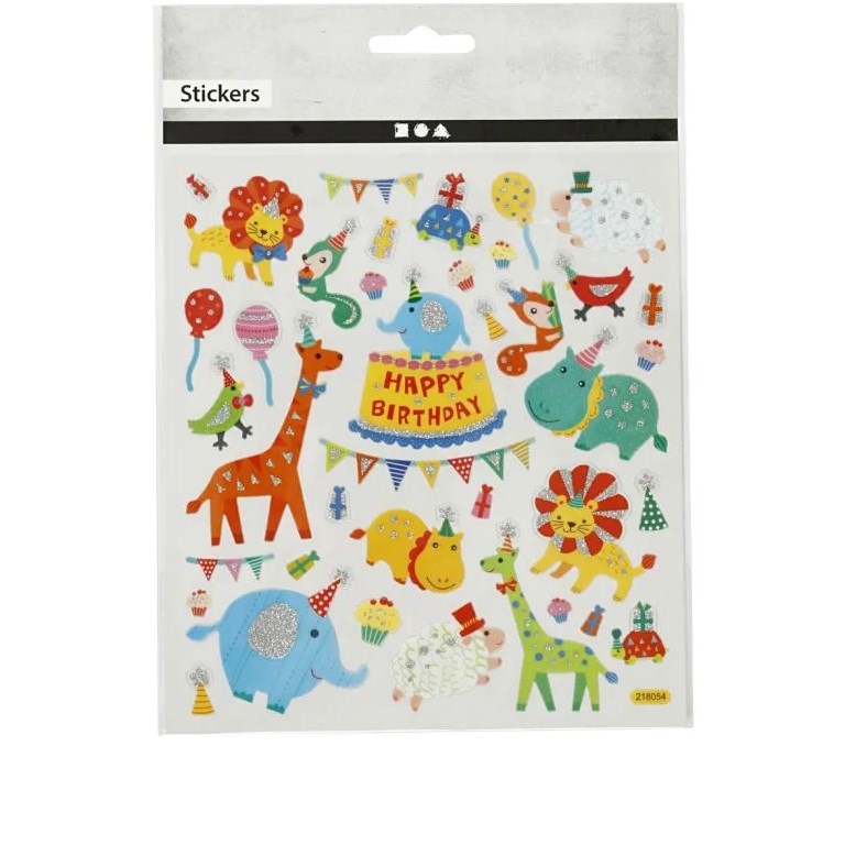 Ark med stickers 15x16,5cm - Happy Birthday