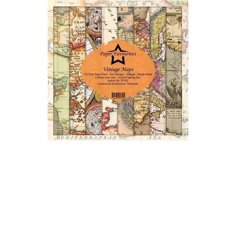Scrapbookingpapper - 15x15cm - Vintage Maps