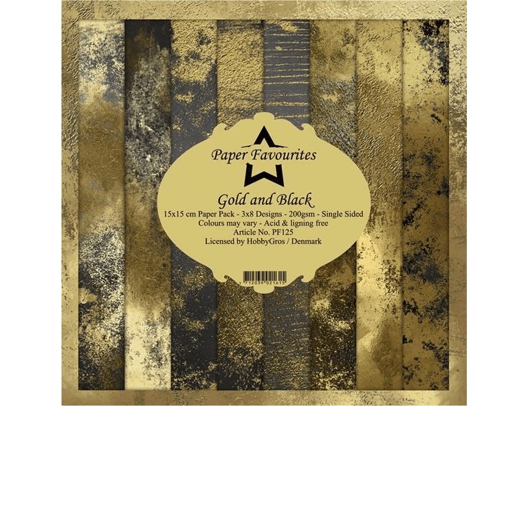 Scrapbookingpapper - 15x15cm - Gold and Black