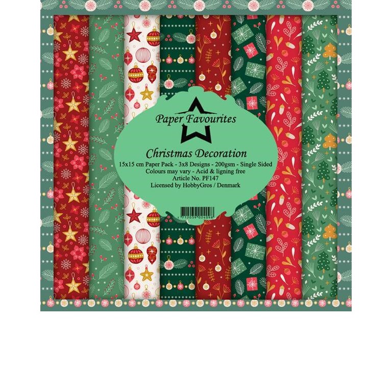 Scrapbookingpapper - 15x15cm - Christmas Decorations