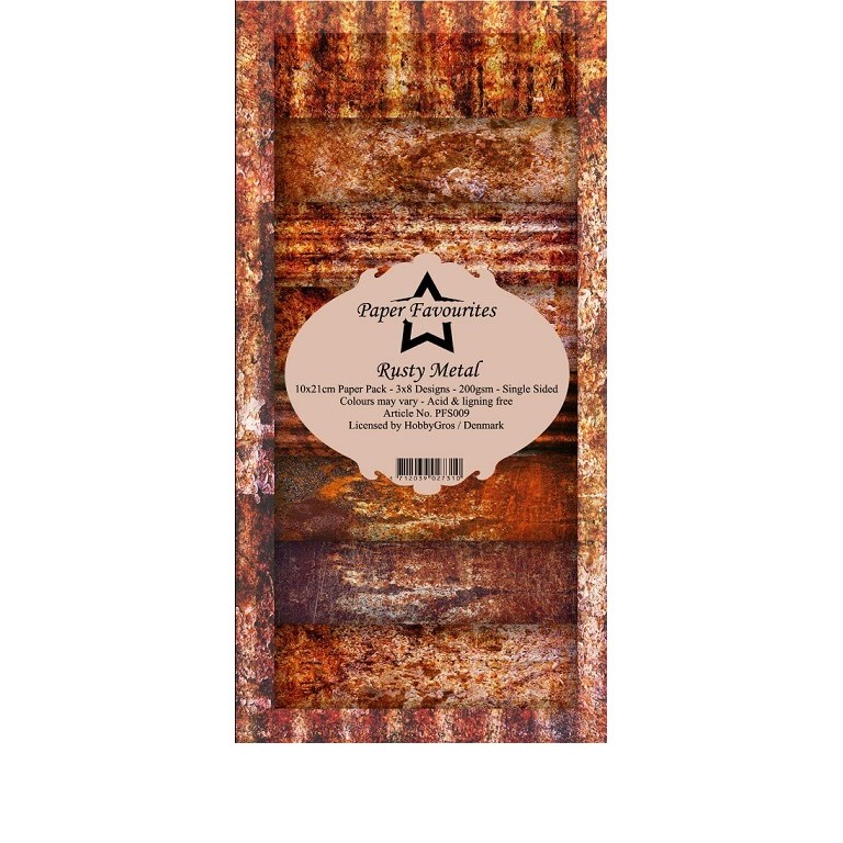 Scrapbookingpapper - Slimline - Rusty Metal - 10x21cm