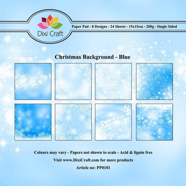 Pappersblock - DIXI Craft - Christmas Background Blue - 15x15cm