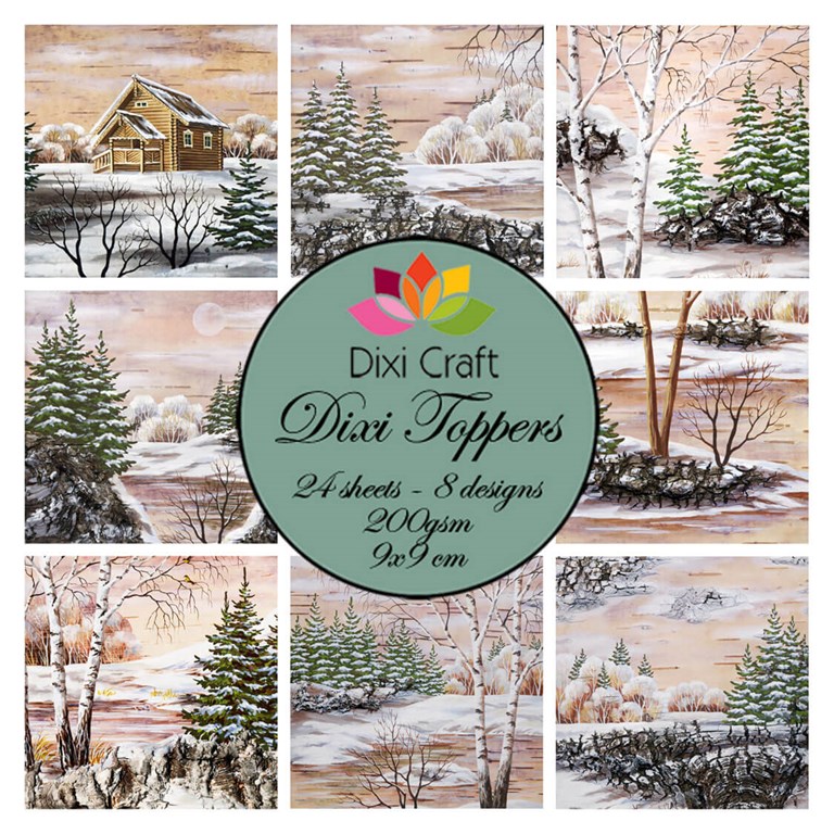 Pappersblock - DIXI Craft - Toppers Winter - 9x9cm