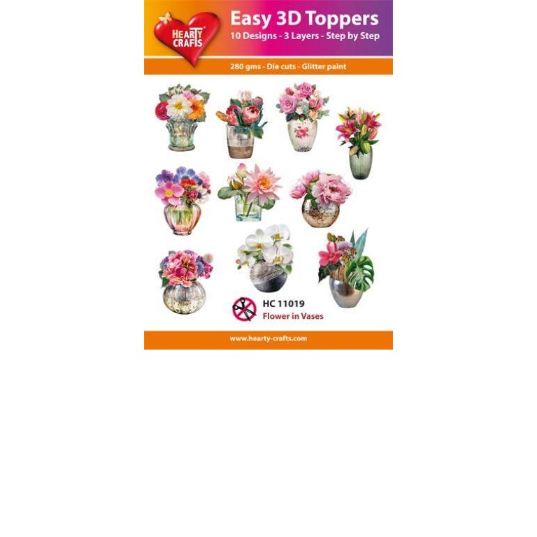 Easy 3D - Toppers - Glitter - Flower in Vases