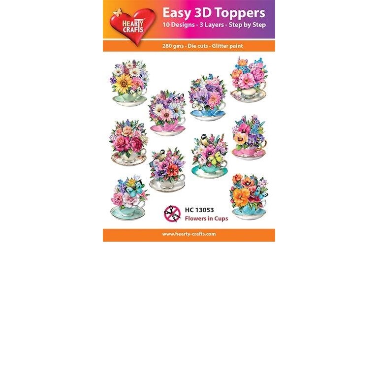 Easy 3D - Toppers - Glitter - Flowers in cups