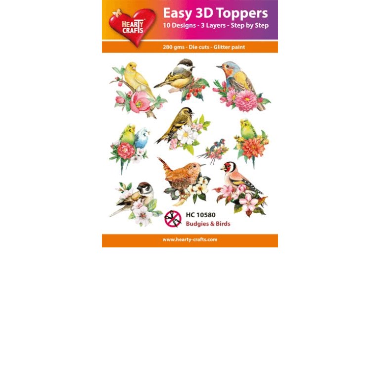 Easy 3D - Toppers - Glitter - Budgies & Birds