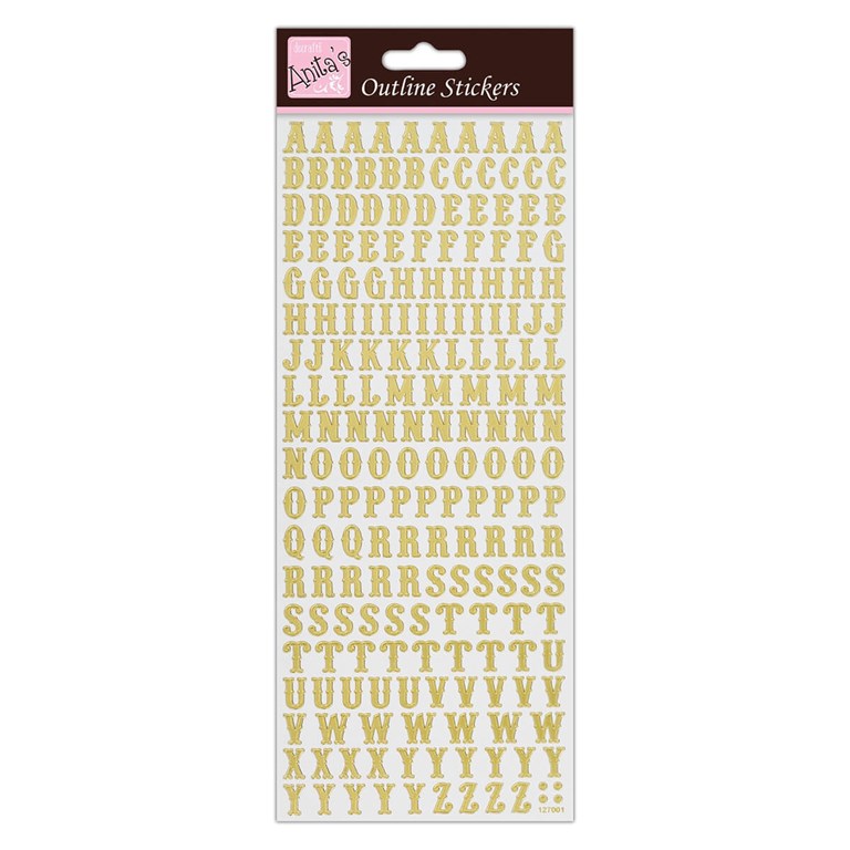 Outline Stickers - Traditional Alphabet - Gold