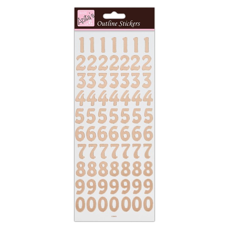 Outline Stickers - Large Numbers - Rose Gold