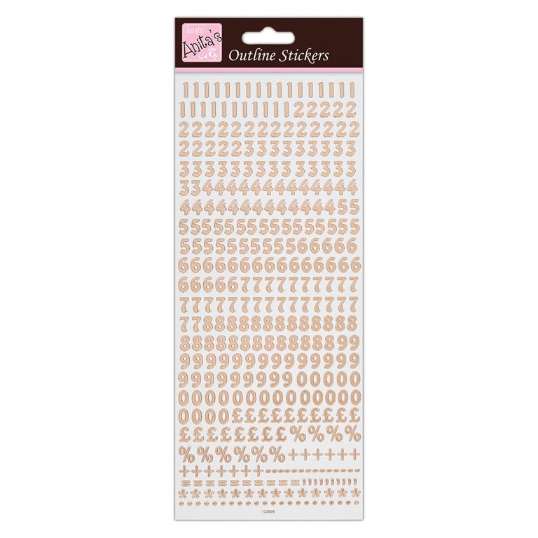 Outline Stickers - Small Numbers - Rose Gold