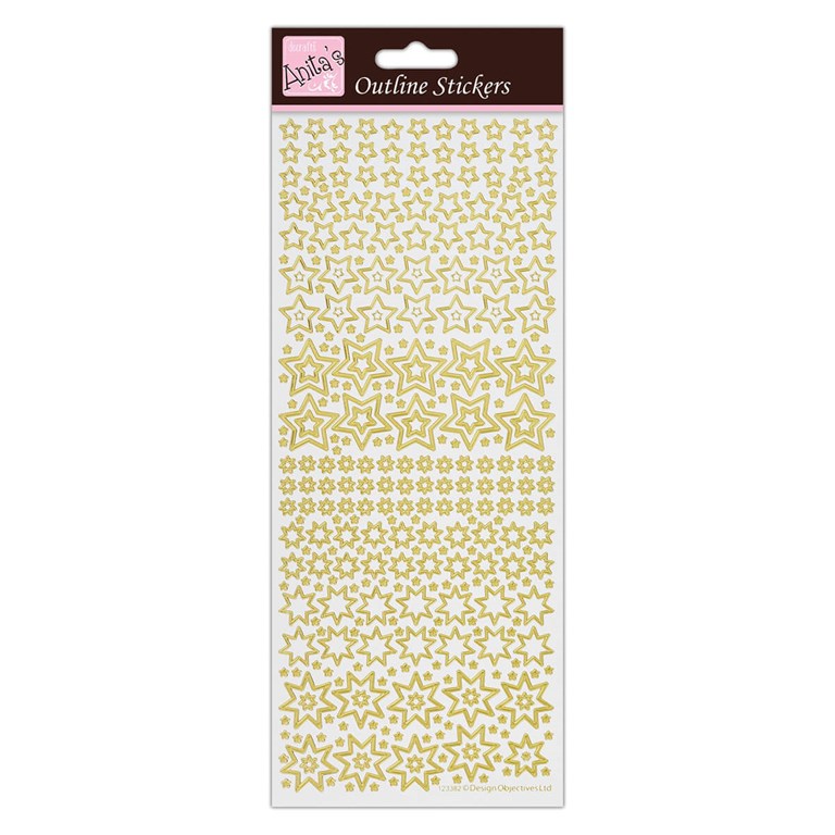 Outline Stickers - Sparkling Stars - Gold