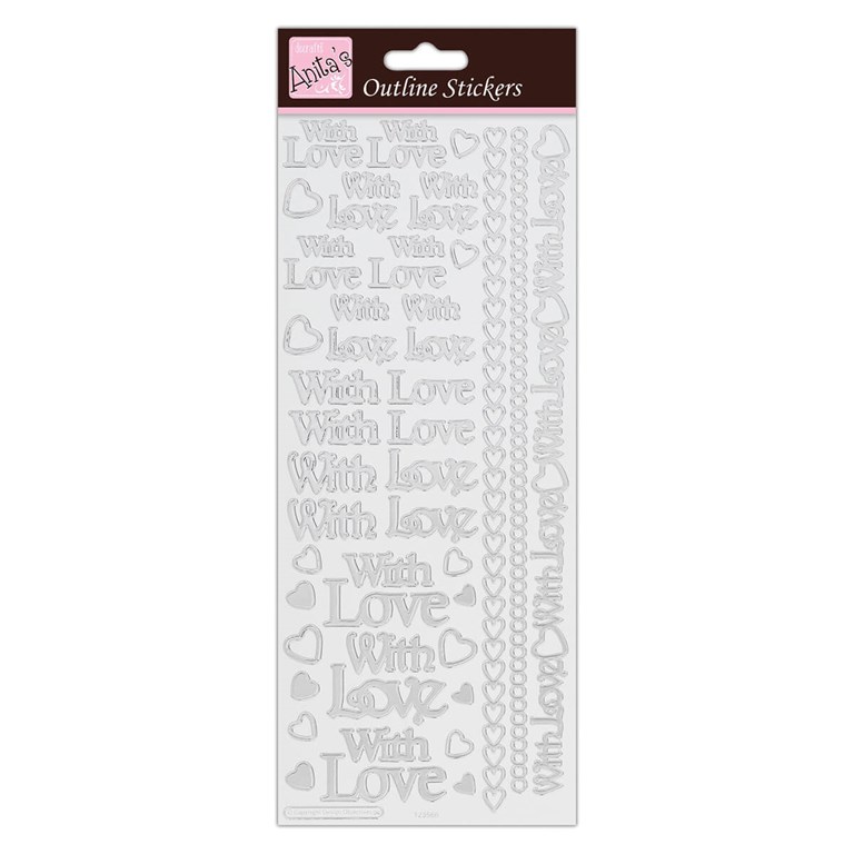 Outline Stickers - With Love - Silver