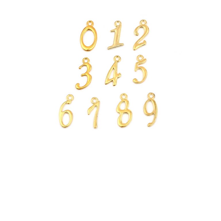 Charms - Guldiga siffror - 10st