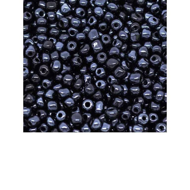 Glaspärlor - Svarta/Black nickel - 100g - Ca 1500st - 4mm