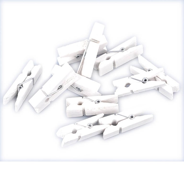 Små vita klädnypor - 3,5cm - 50st