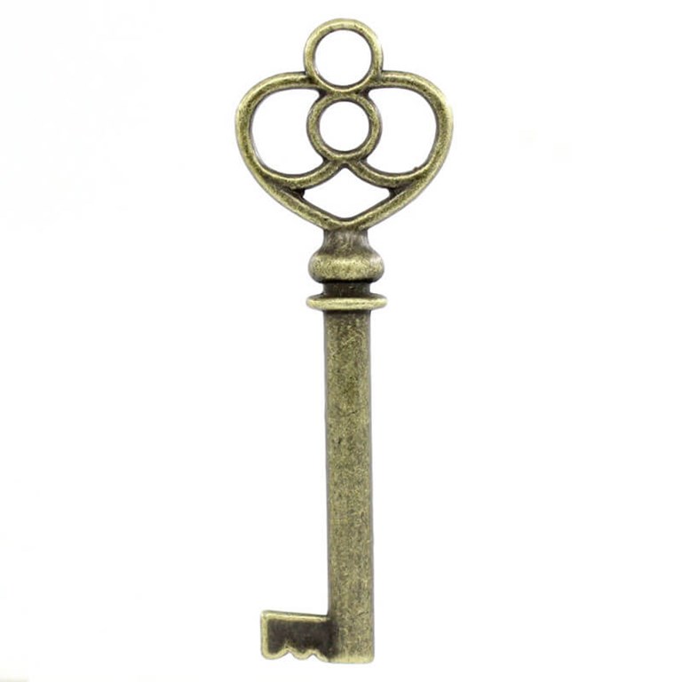 Charms - Nyckel - Antik guld - 6,2cm - 10st