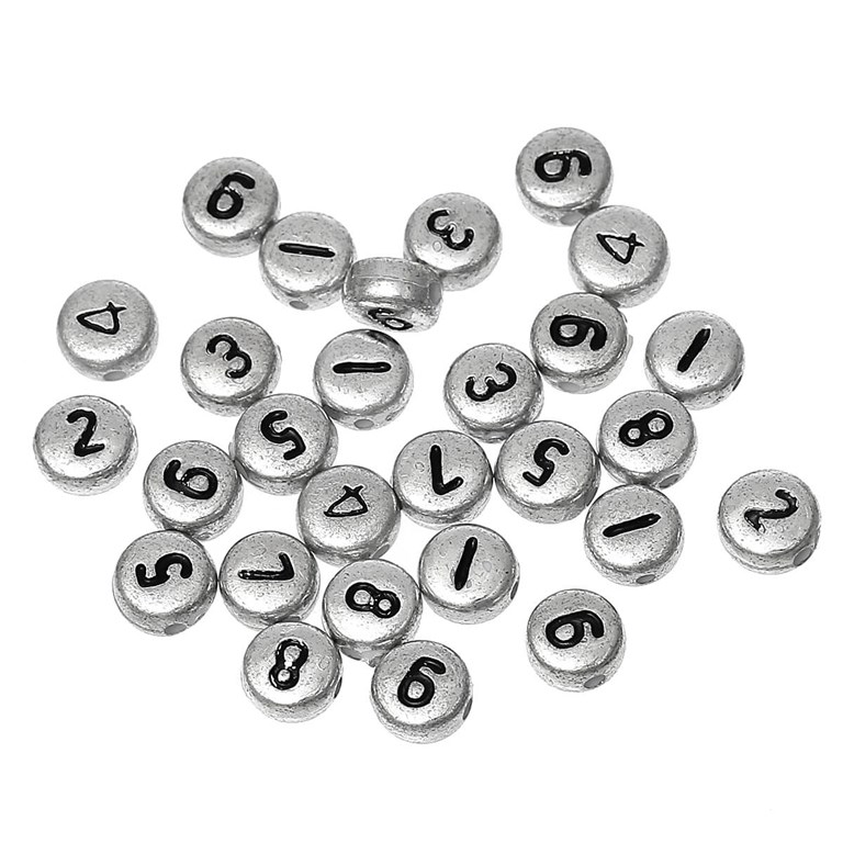 Pärlor med siffror - Silver - 500st