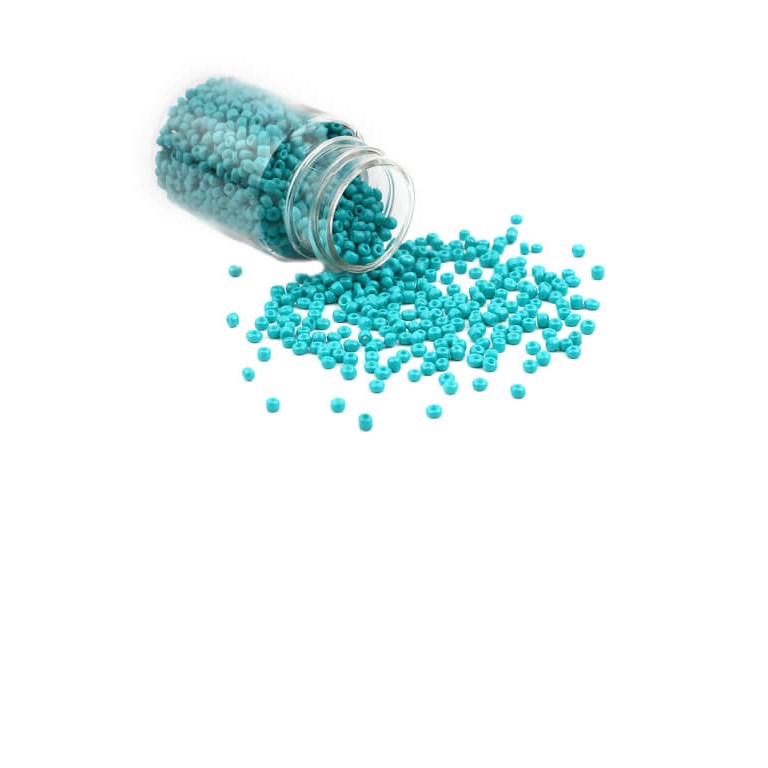 Glaspärlor i burk - Seed Beads - 2mm - 30g - Påfågel-blå