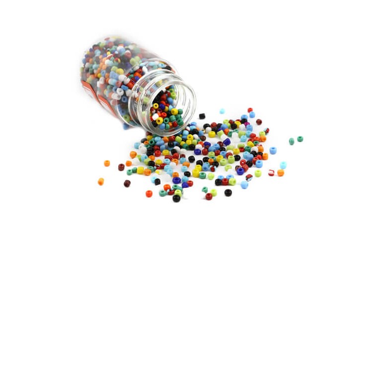 Glaspärlor i burk - Seed Beads - 2mm - 30g - Färgmix