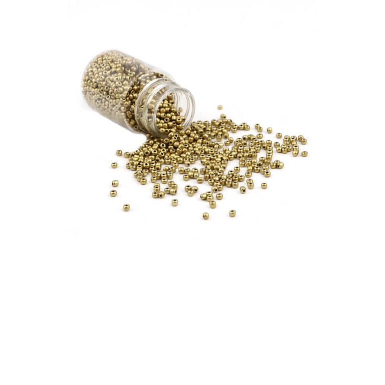 Glaspärlor i burk - Seed Beads - 2mm - 30g - Guld