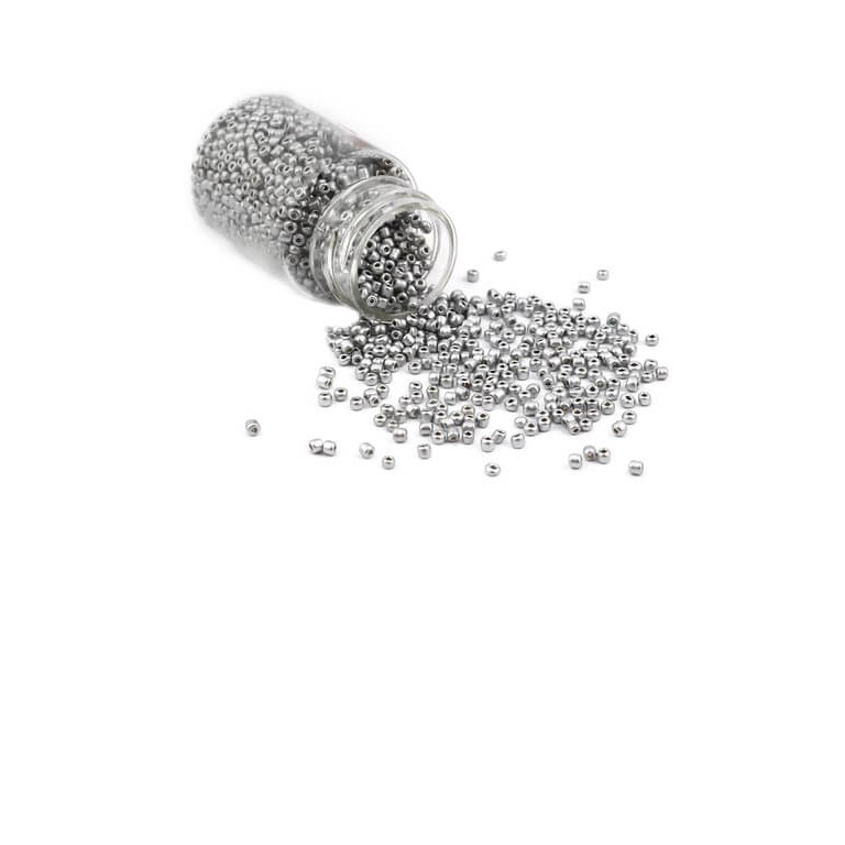 Glaspärlor i burk - Seed Beads - 2mm - 30g - Silver