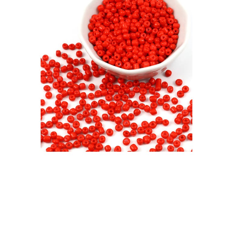 Glaspärlor - Seed Beads - 4mm - 100g - Röd