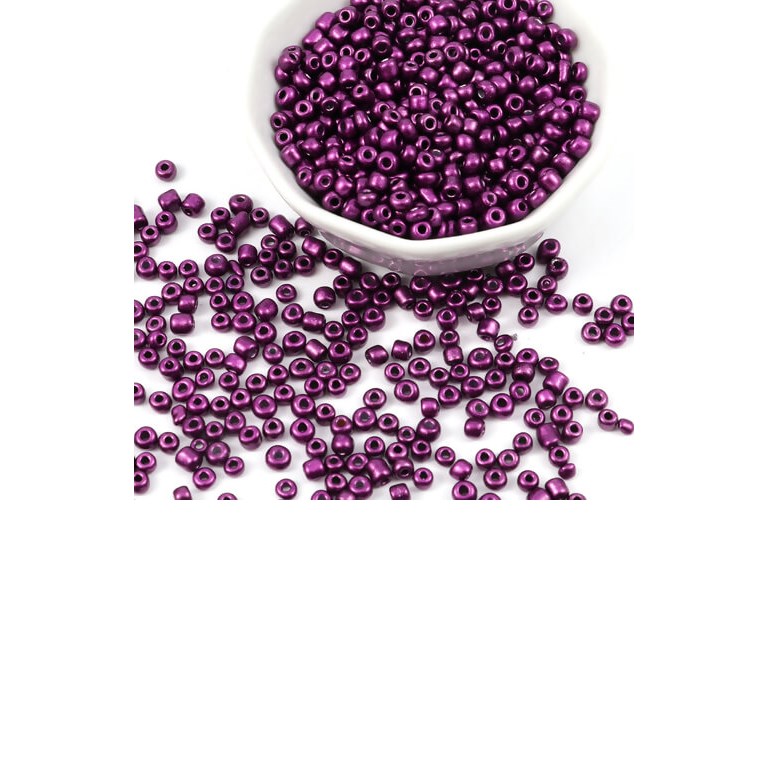 Glaspärlor - Seed Beads - 4mm - 100g - Lila metallisk