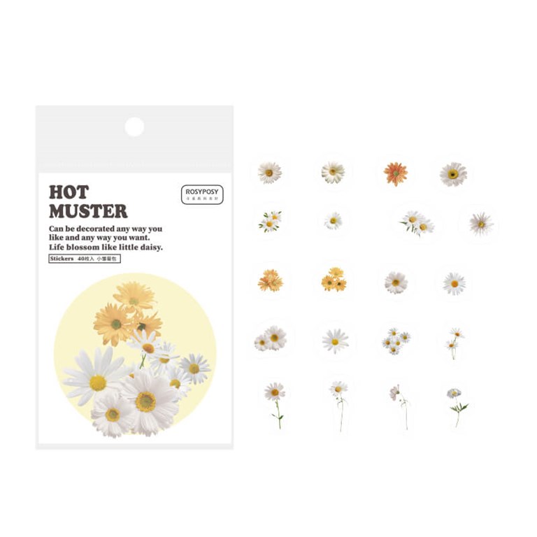 Stickers - Daisy blommor - 40st