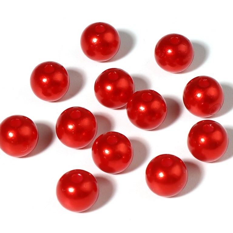 Akrylpärlor med pärlemoryta - 6mm - 250st - Röda