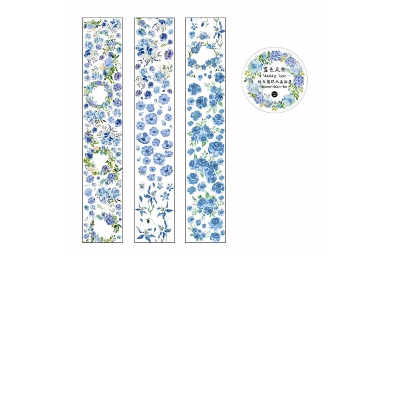 Stickers på rulle att klippa ut - Blå blommor - 3m