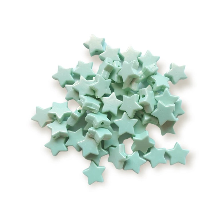 Stjärnpärlor med pärlemoryta - 11mm - 50st - Mintgrön