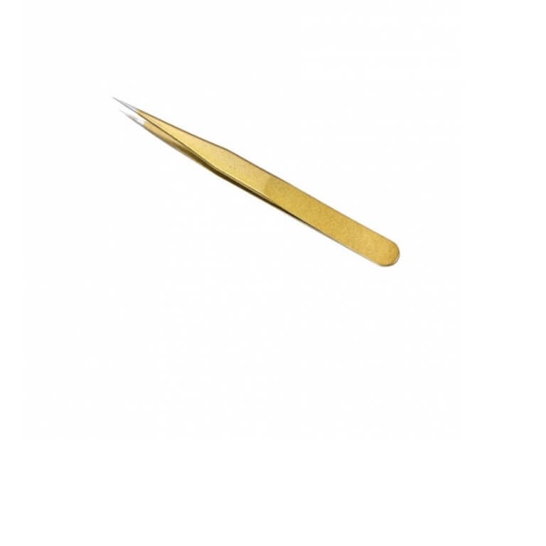 Pincett rostfrit stål - Liten, rak spets 13,4cm - Guld