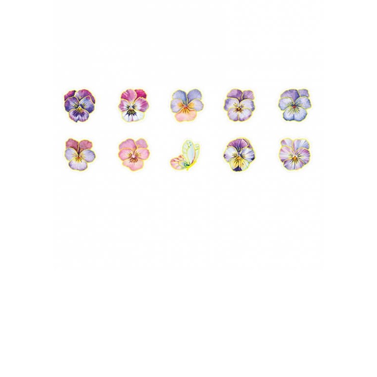 Stickers - Lila penséer med guldkant - 30st