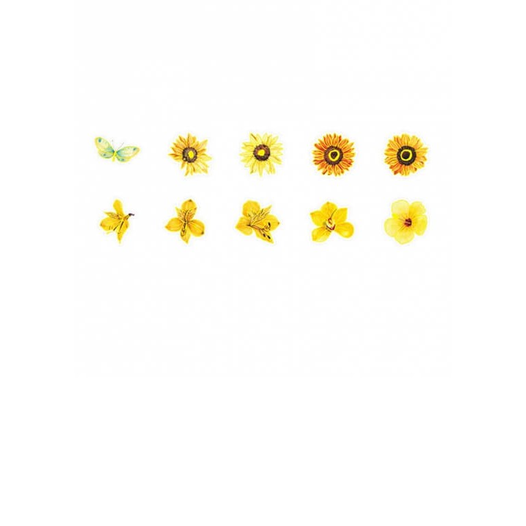 Stickers - Gula blommor med guldkant - 30st