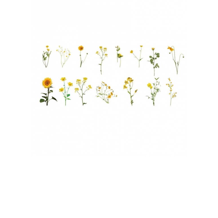 Stickers - Mixade blommor gula - 45st
