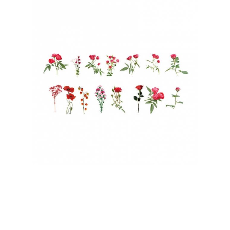 Stickers - Mixade blommor röda - 45st