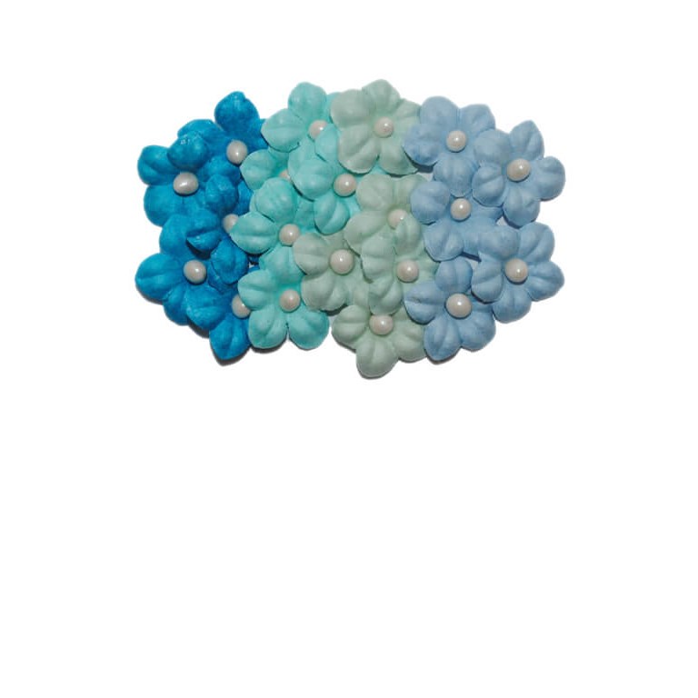 Blommix - Små blommor med pärlor - 20st - Blå